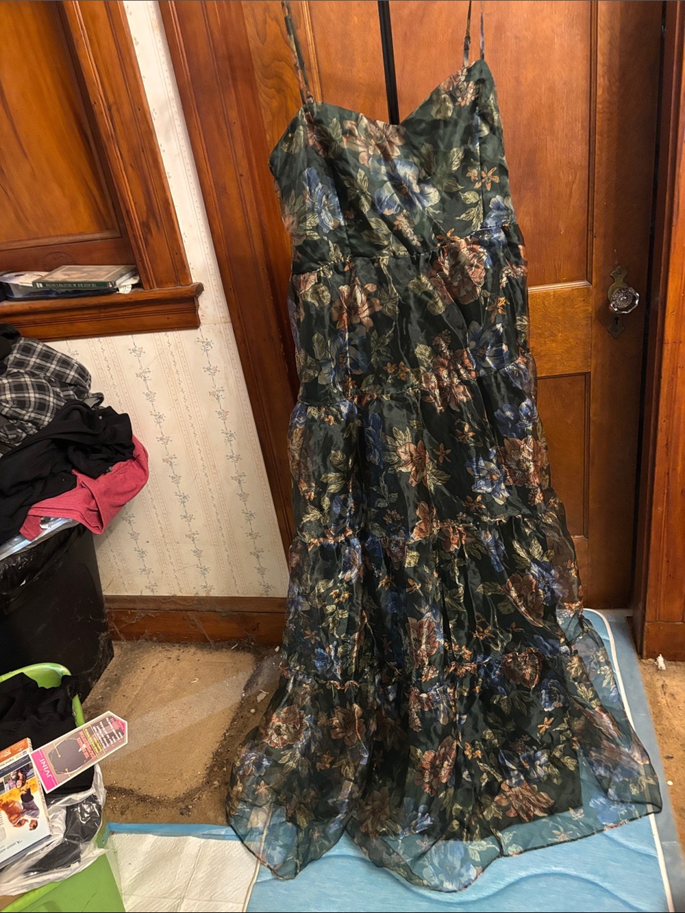 Lulu's Dark Green Floral Tiered Maxi Dress